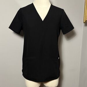 Figs XS Black Casma 3 Pocket Scrub Top Shirt FW1100